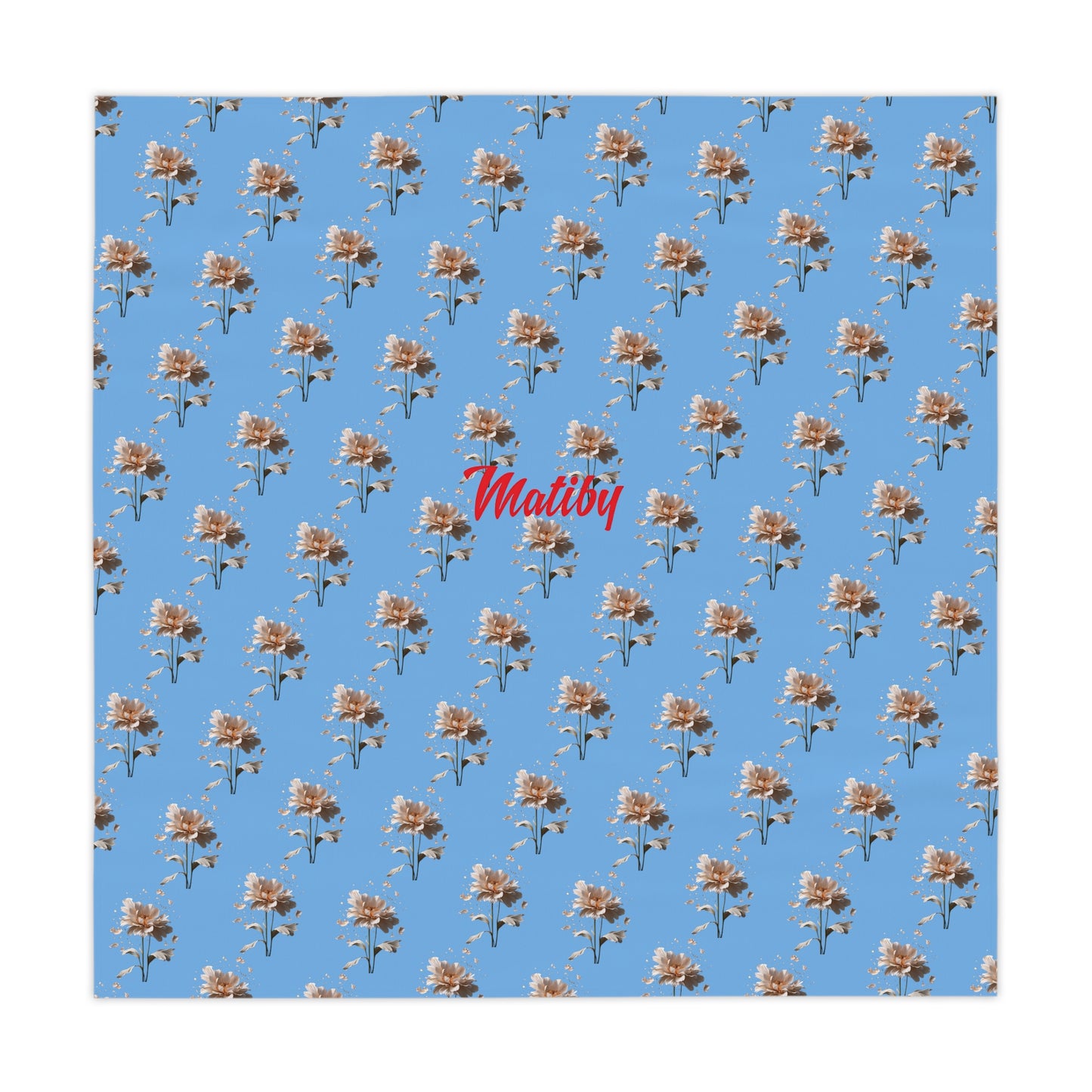 Matiby Light Blue Flower Tablecloth