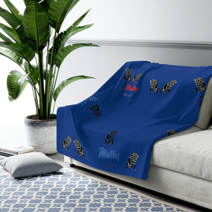 Matiby Lion Blue Sherpa Fleece Blanket