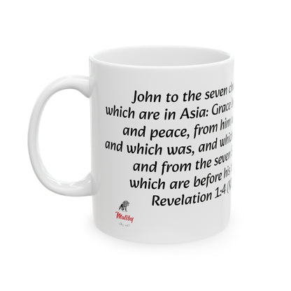 Bible Speaks Revelation 1:4 Ceramic Mug, 11oz