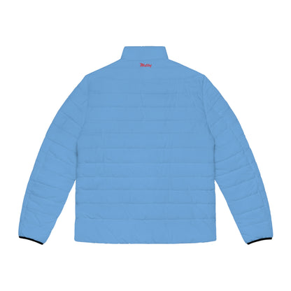 Men's Light Blue Puffer Jacket (AOP)