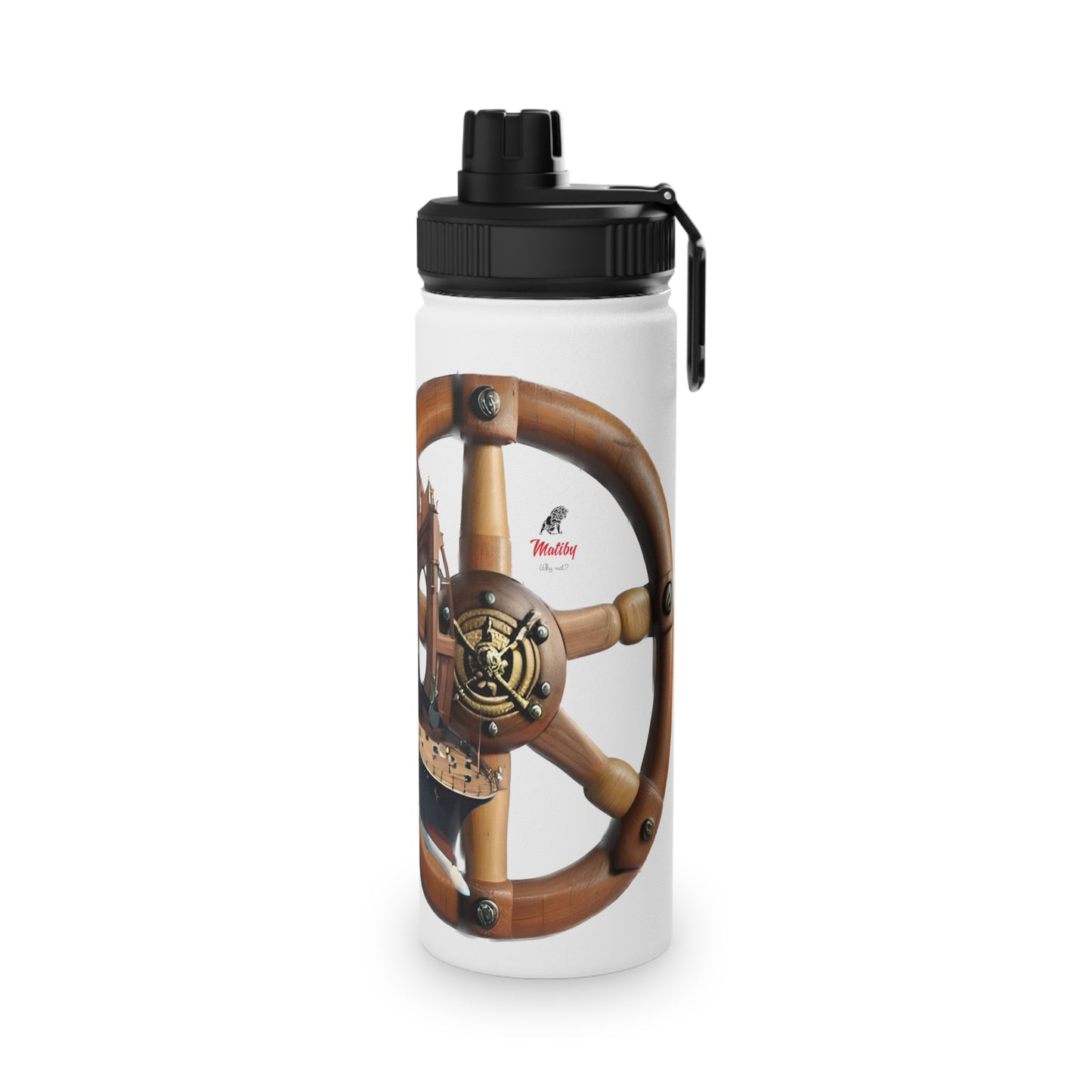 Nautical Helm Stainless Steel Water Bottle, Sports Lid