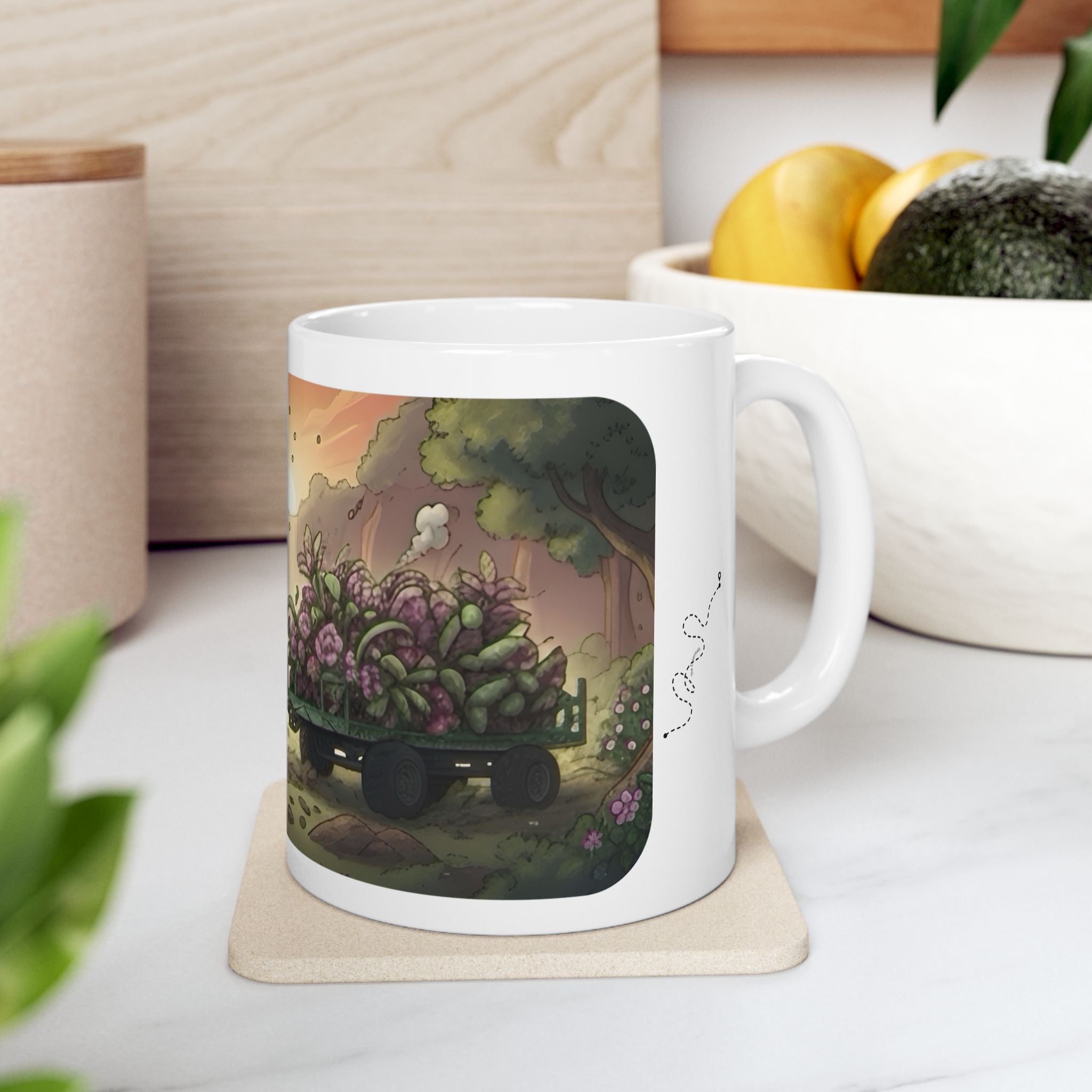 Adventure 4x4 Trucks #50, Plant Nursery Lovers White Ceramic Mug — Find Your Path To The Essentials Cup (11oz & 15oz)