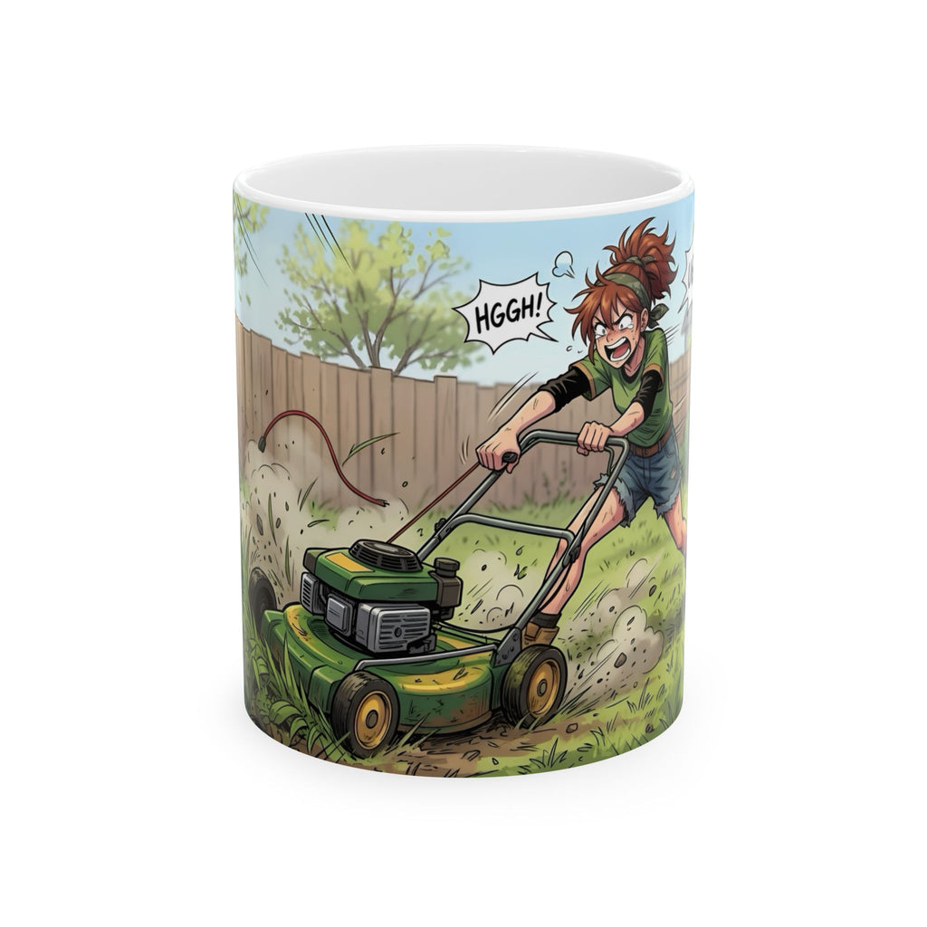 Wifey & The Lawn Mower White Ceramic Mug – Funny Mowing Gardener's Tea Cup (11oz & 15oz)