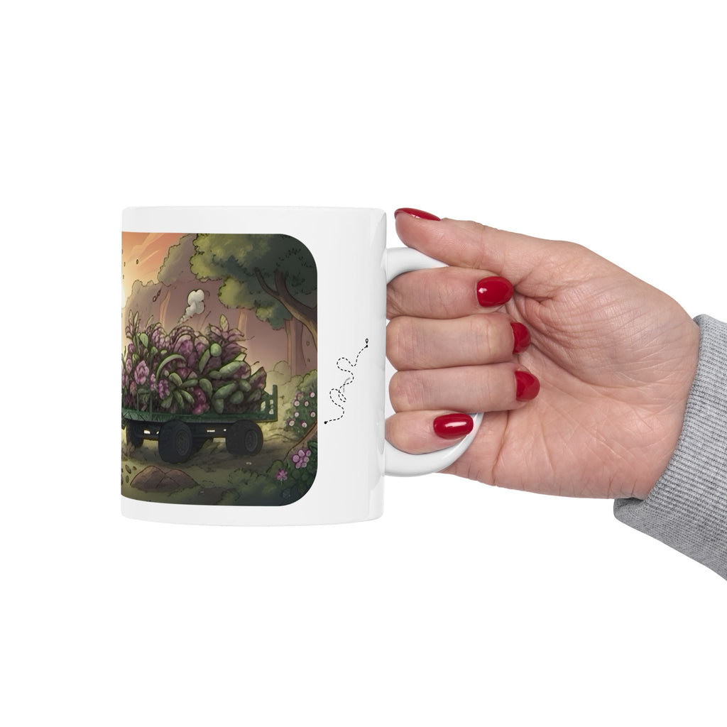 Adventure 4x4 Trucks #50, Plant Nursery Lovers White Ceramic Mug — Find Your Path To The Essentials Cup (11oz & 15oz)