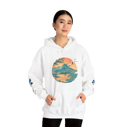 Japanese Blue Roses Landscape Unisex Heavy Blend™ Hooded Sweatshirt