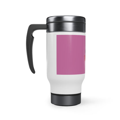 Pink Stainless Steel Travel Mug with Handle, 14oz