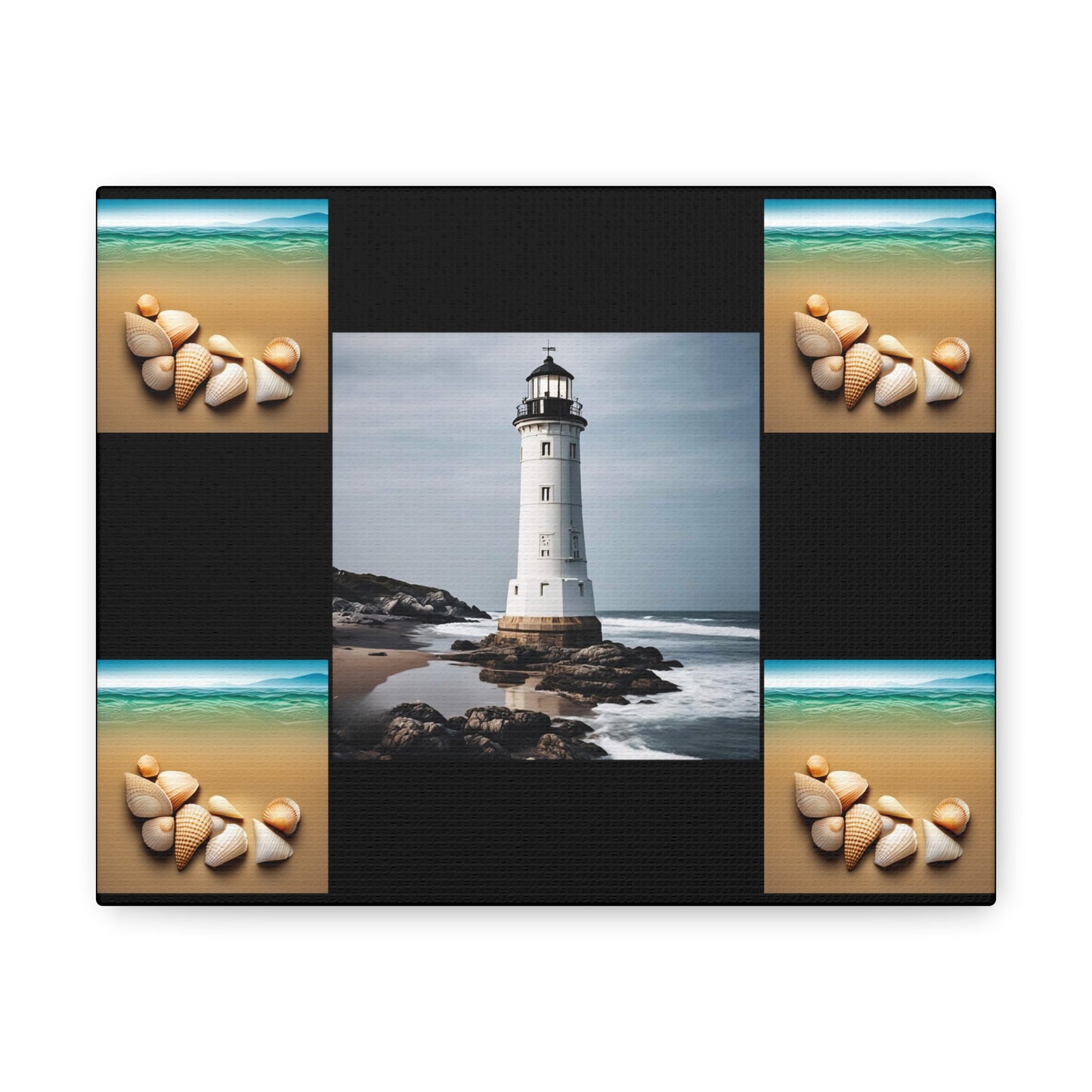 Lighthouse Black Canvas Gallery Wraps