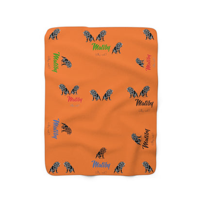 Matiby Lion Orange Sherpa Fleece Blanket