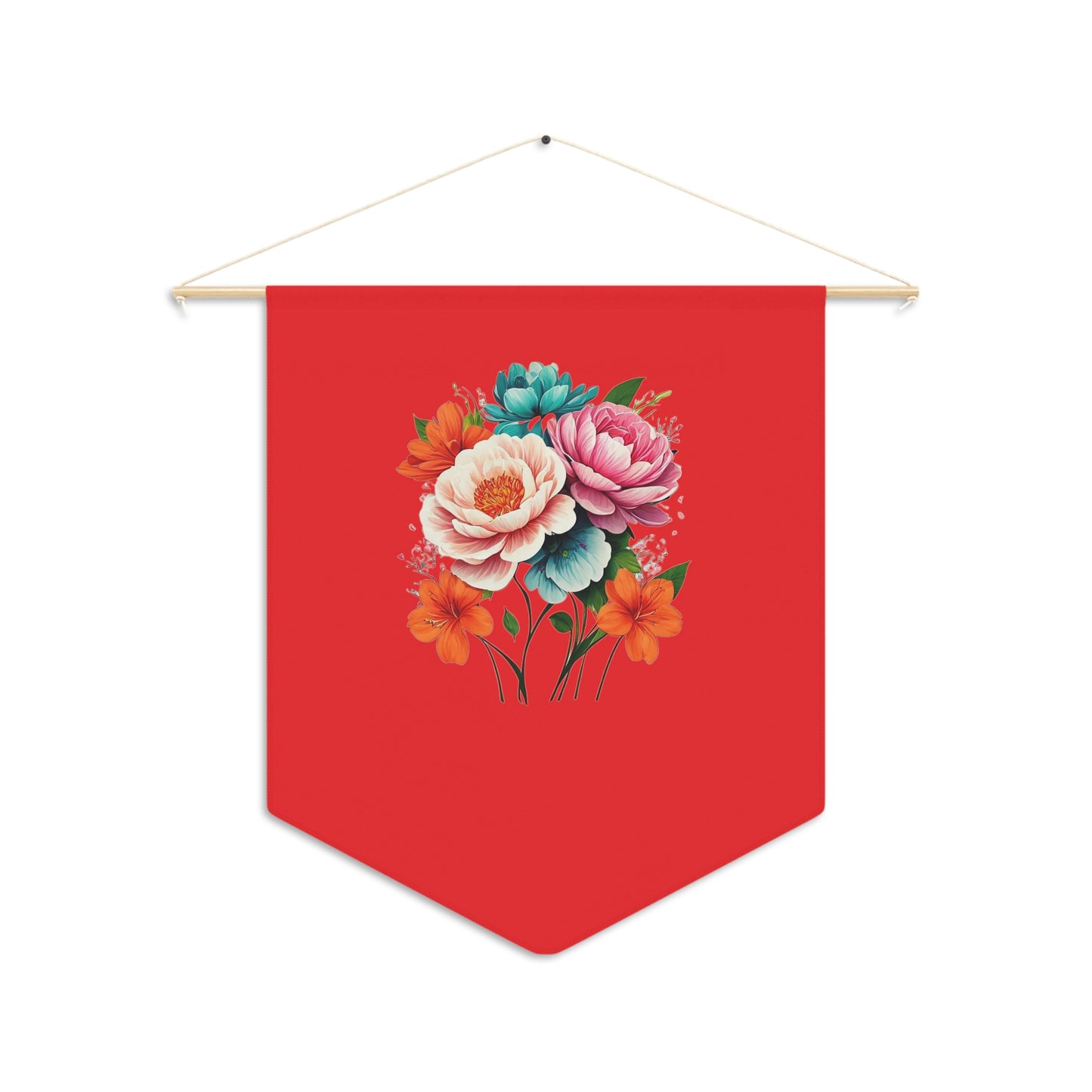 E Floral Red Pennant