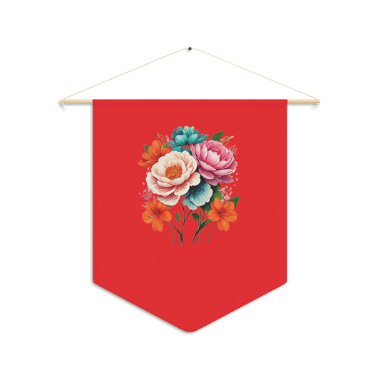 E Floral Red Pennant