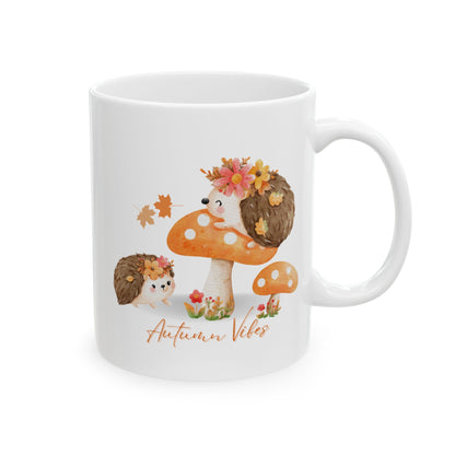 Journeys Cute Hedgehog Autumn Vibes Gift Ceramic Mugs, Gifts for Pet Lovers, Mugs for Hedgehog Lovers, Cute Seasonal Mugs, Mug for All Occasions, Thanksgiving Mug