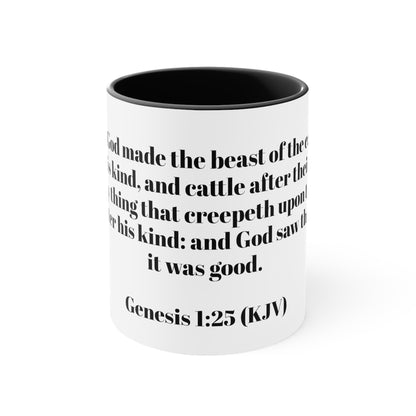 Bible Speaks Gen 1:25 Accent Mug, 11oz