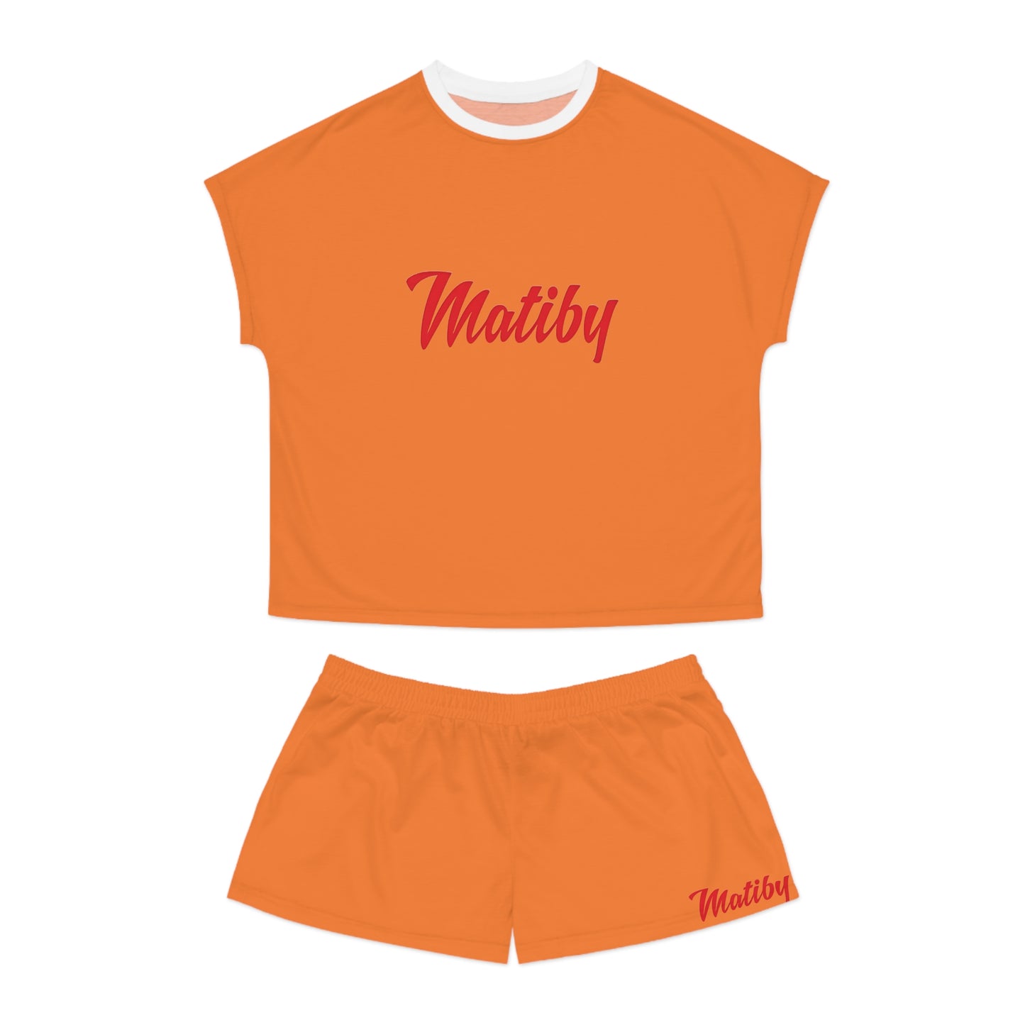 Matiby Women's Orange Short Pajama Set (AOP)