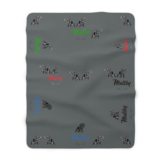 Matiby Lion Dark Grey Sherpa Fleece Blanket