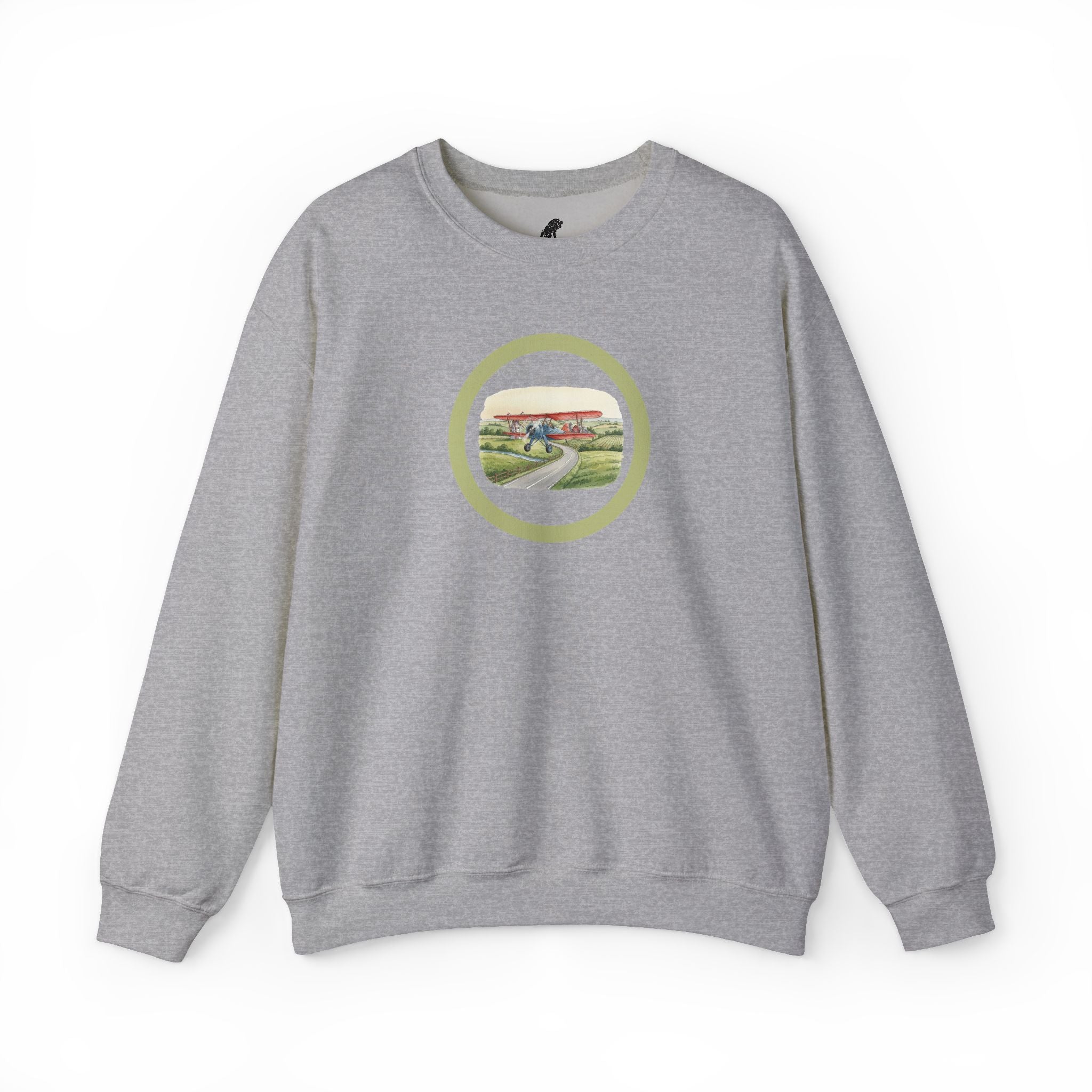 Scenic Countryside Crewneck Sweatshirt, Vintage Antique Aircraft Sweater