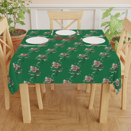 Matiby Dark Green Flower Tablecloth