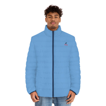 Men's Light Blue Puffer Jacket (AOP)