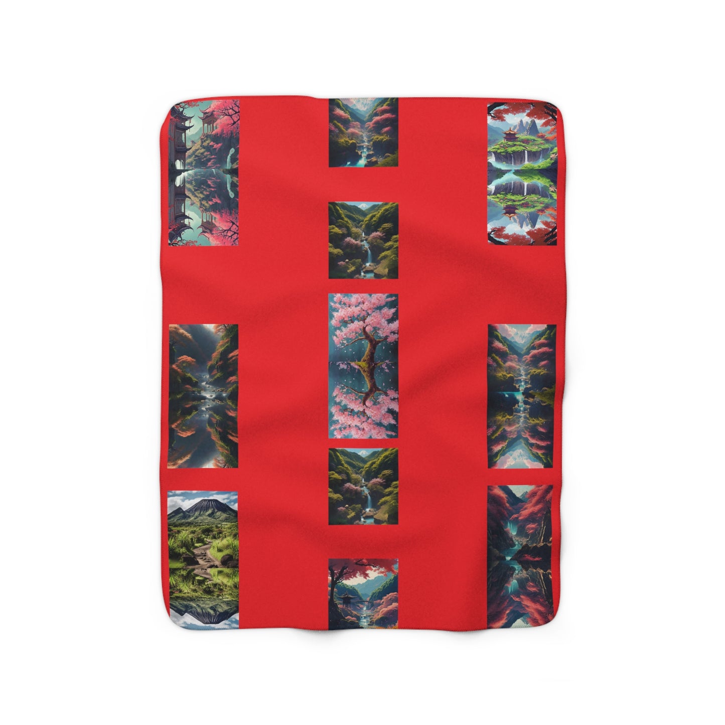 Artzy Scenic Red Sherpa Fleece Blanket