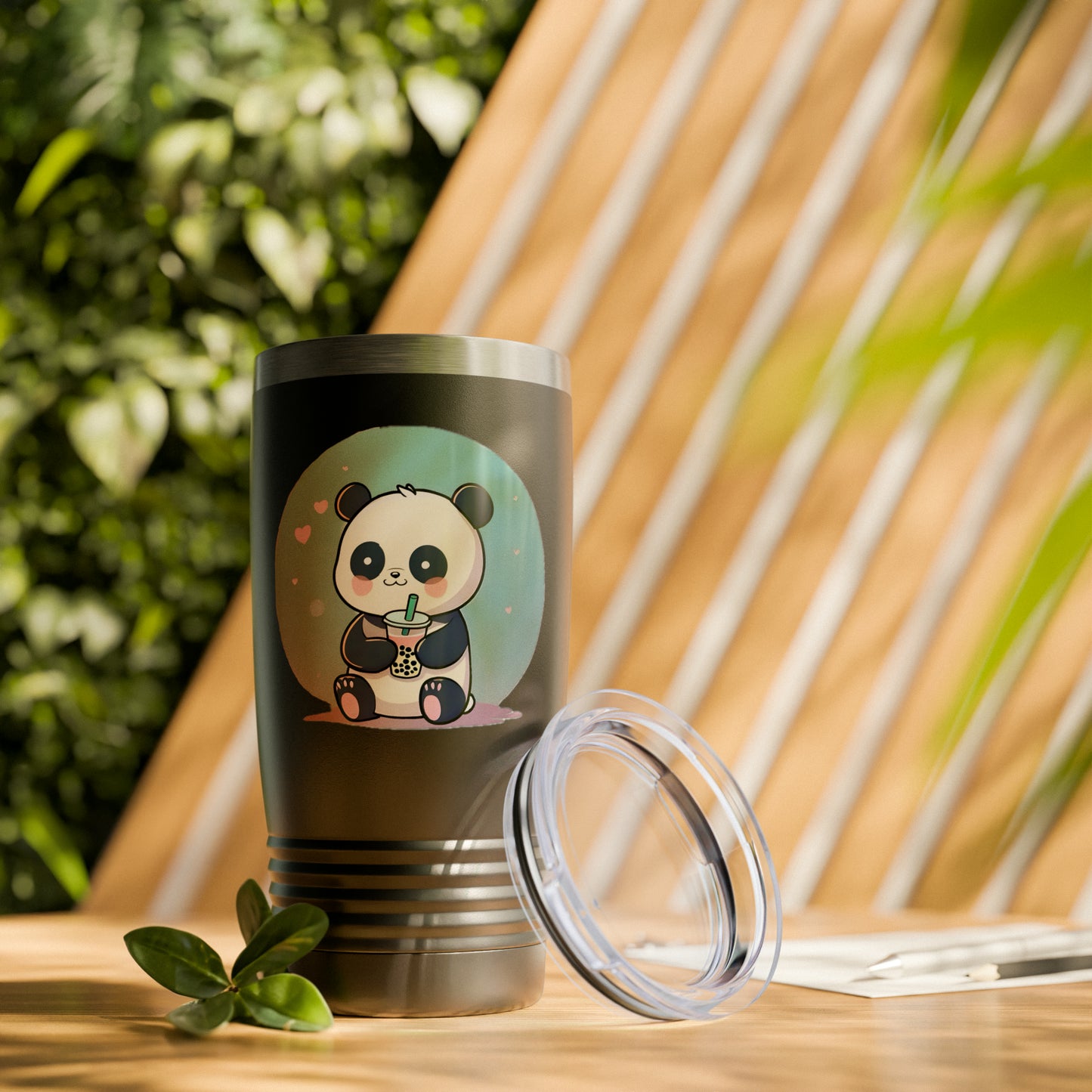 Artzy Panda With Boba Ringneck Tumbler, 20oz