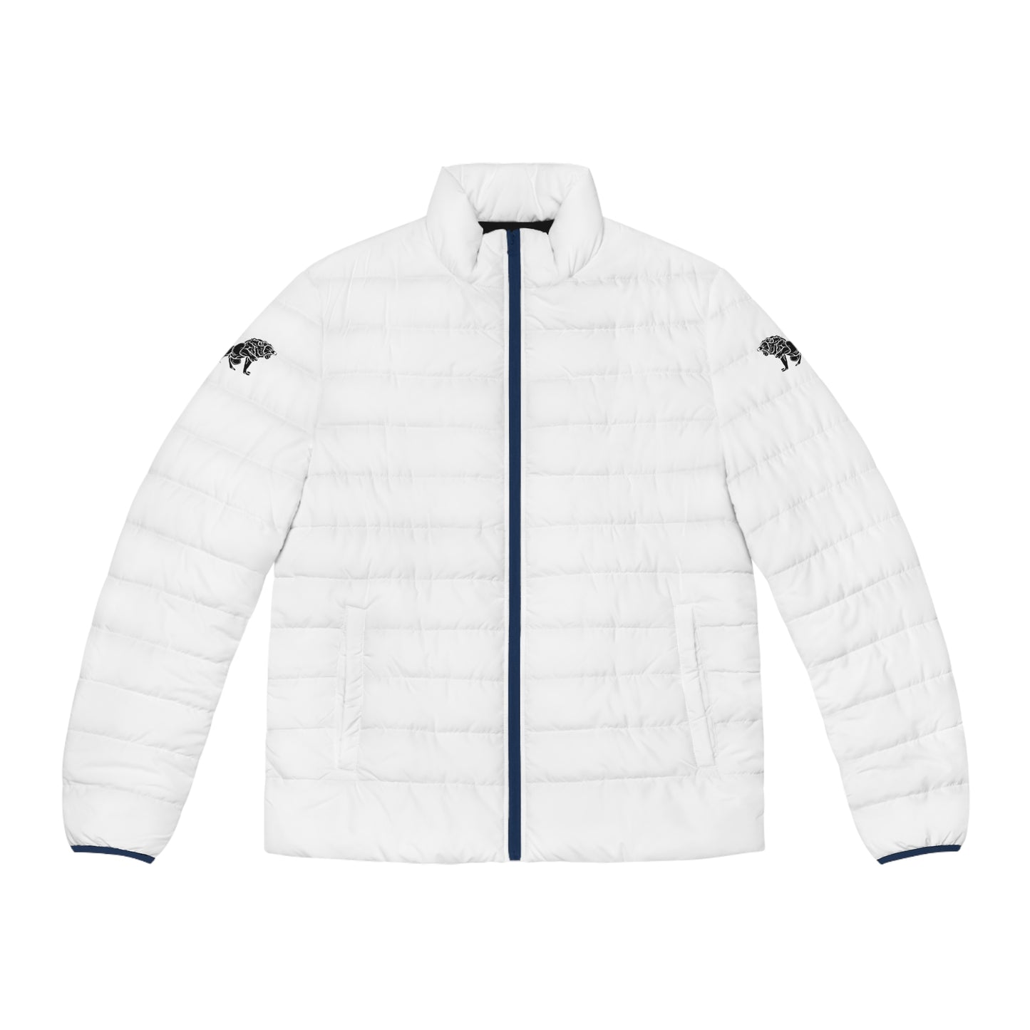 Men's White Puffer Jacket (AOP)