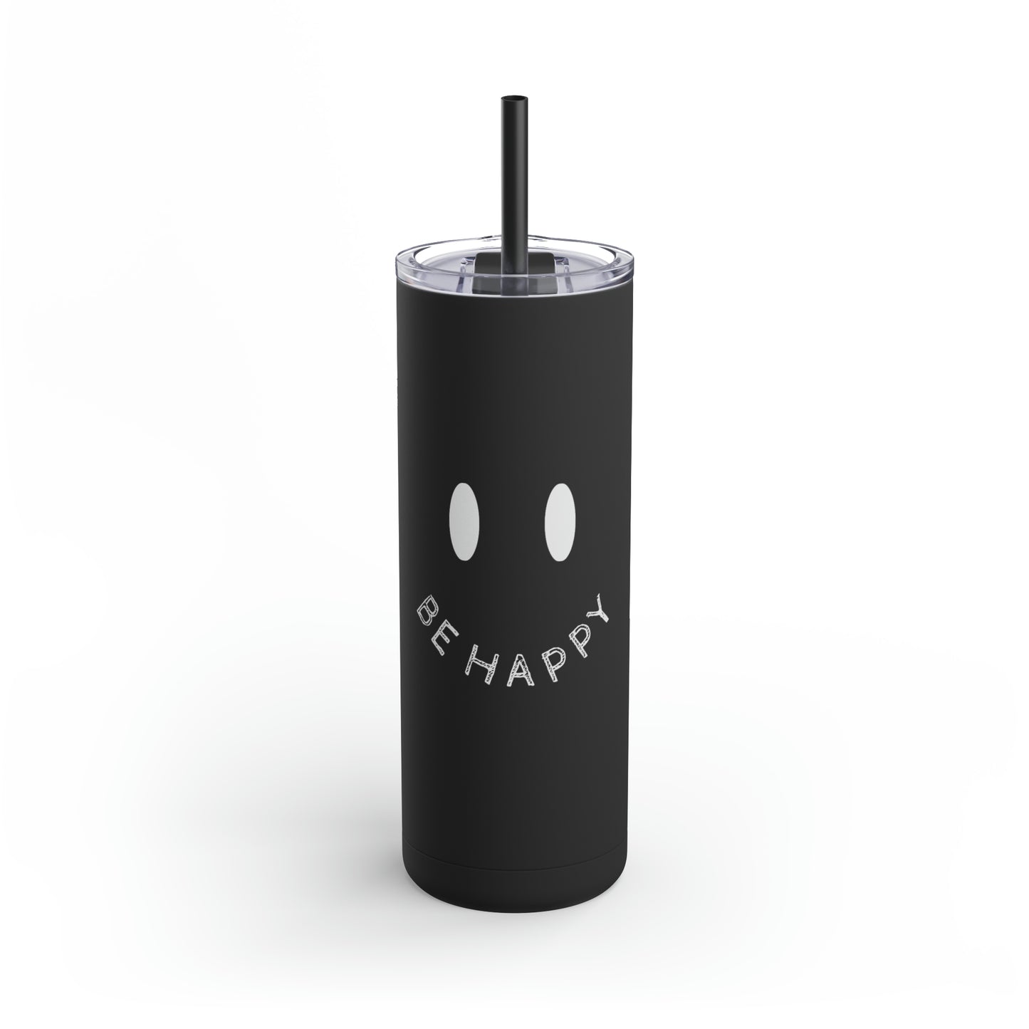 "Be Happy" Smiley Face Maars Maker Skinny Matte Tumbler, 20oz