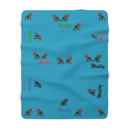 Matiby Lion Teal Sherpa Fleece Blanket