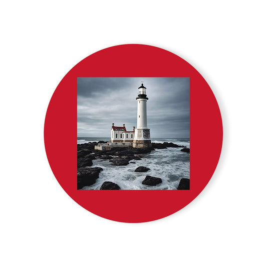 Matiby Lighthouse Red Cork Back Coaster