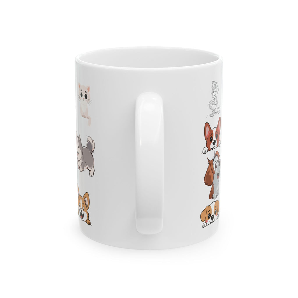 Playful & Cute Pets Decor #3 White Ceramic Mug — Adorable Animals To Brighten Your Day Cup (11oz & 15oz)