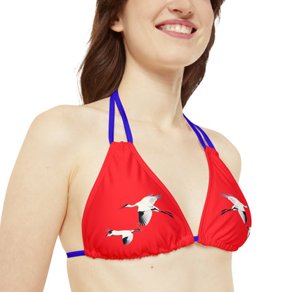 Red Strappy Bikini Set (AOP)