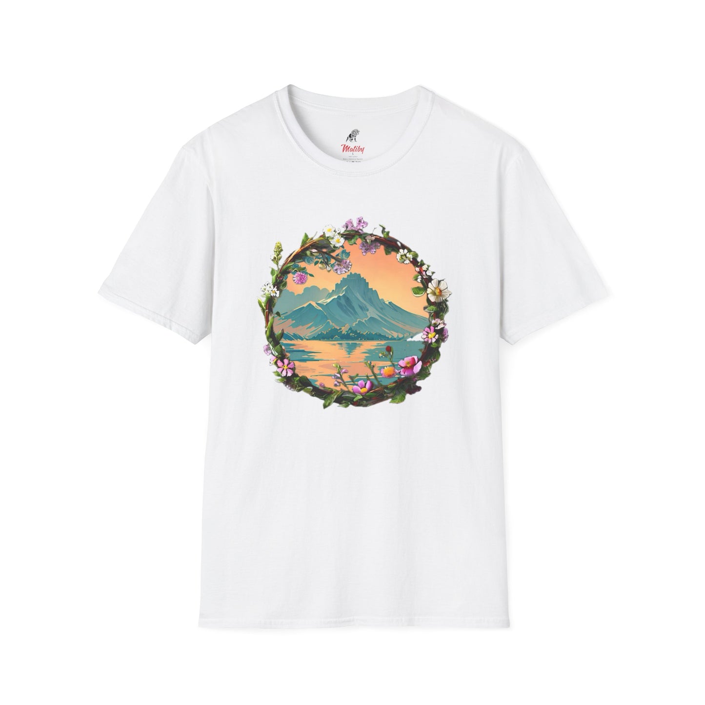 Japanese Blue Rose Landscape Unisex Softstyle T-Shirt