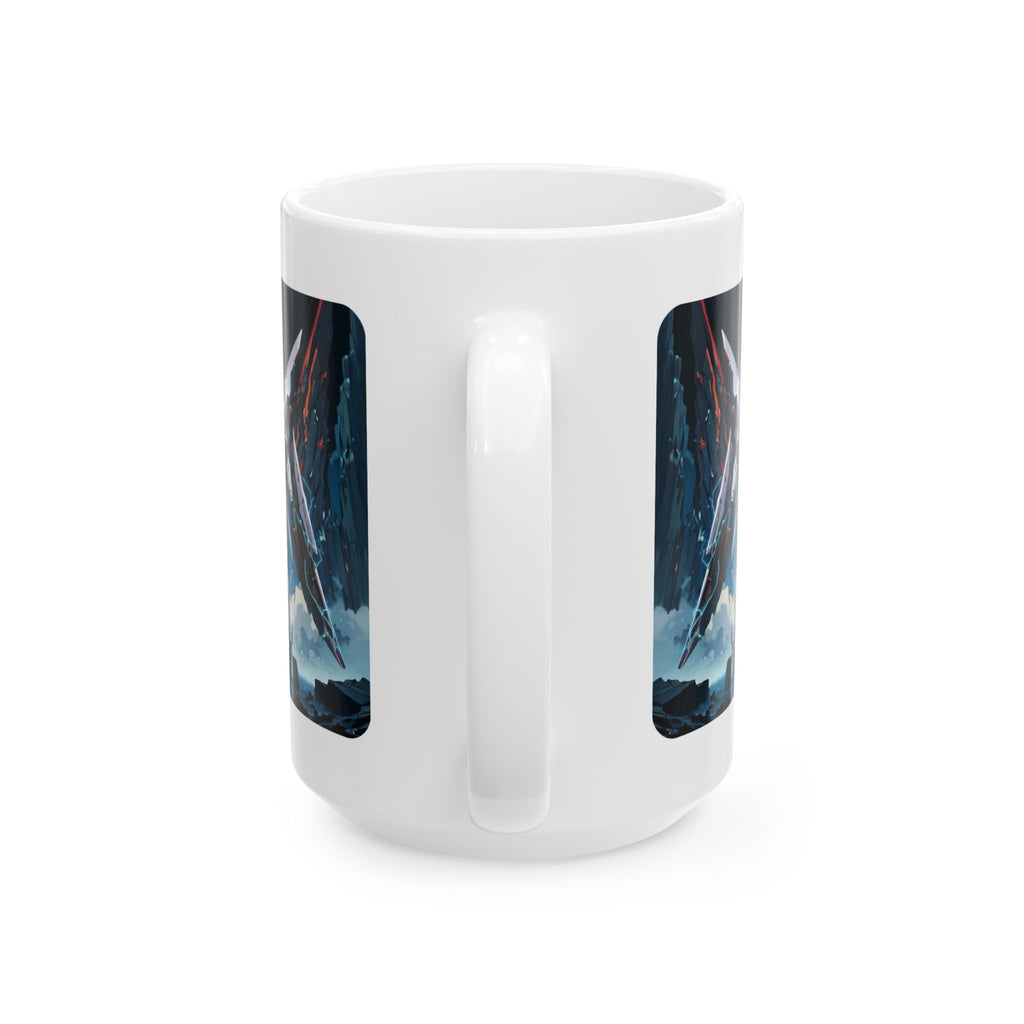 Sentience Rising MEK-EVA13X26 Prototype White Ceramic Mug | Sci-Fi NeoSentinel Uprising