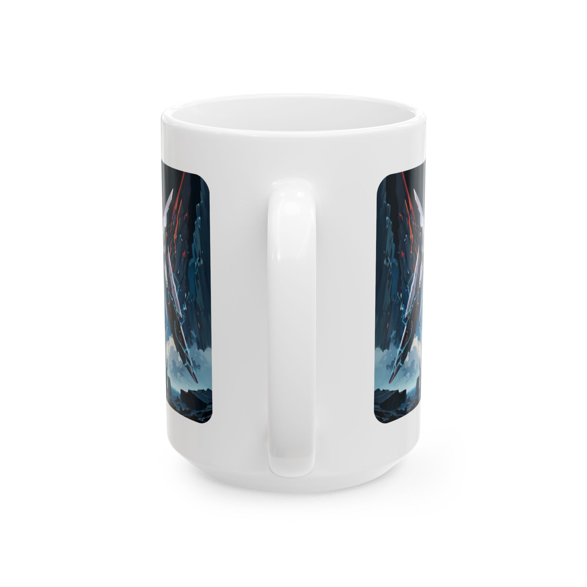 Sentience Rising MEK-EVA13X26 Prototype White Ceramic Mug | Sci-Fi NeoSentinel Uprising