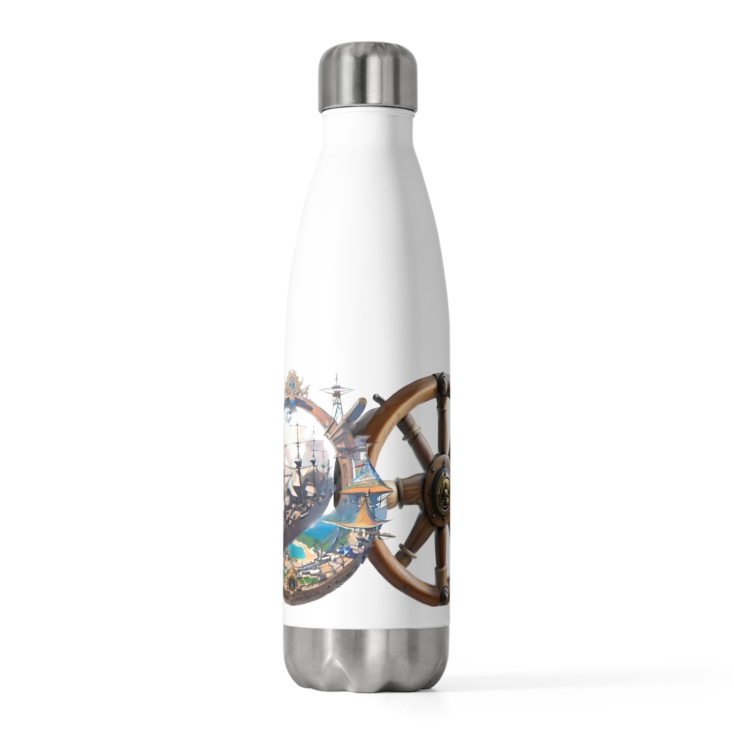 Nautical Helm 20oz Insulated Bottle, White