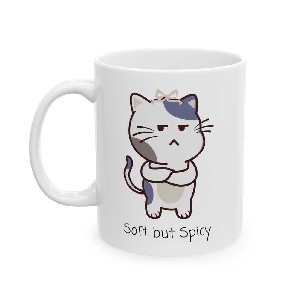 Cute Soft But Spicy Kitty White Ceramic Mug – 'So Fluffy' Cat 11oz & 15oz Tea Cup