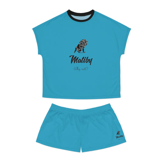 Matiby Women's Turquoise Short Pajama Set (AOP)