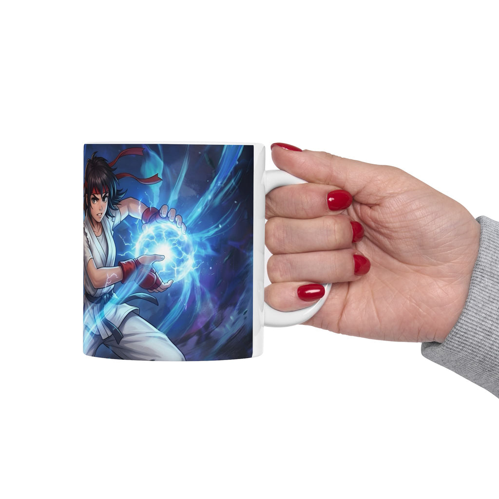 Anime Elemental Battle Duo #1 White Ceramic Mug — Fire And Lightning Gamers' Adventure(11oz, 15oz)