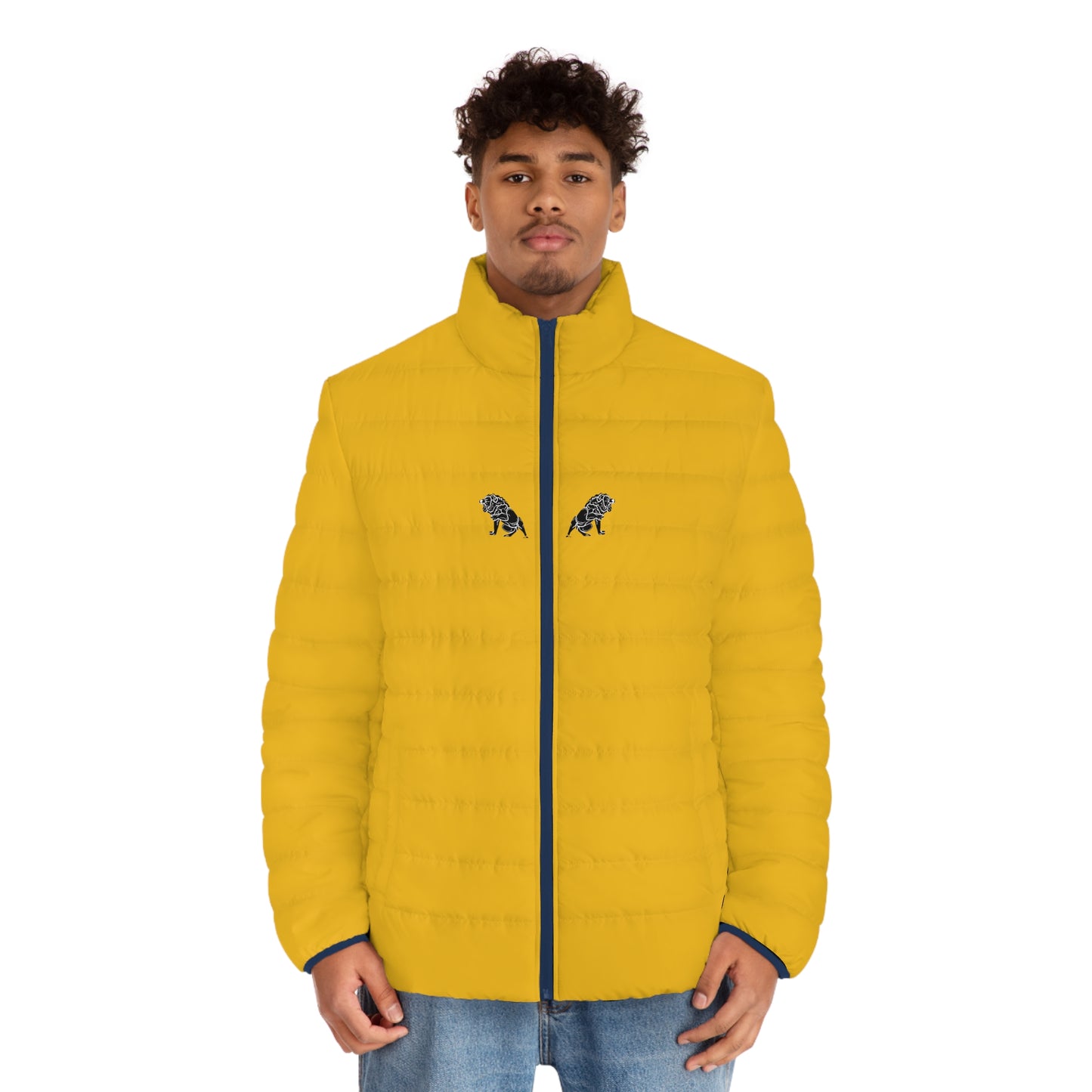 Men's Yellow Puffer Jacket (AOP)