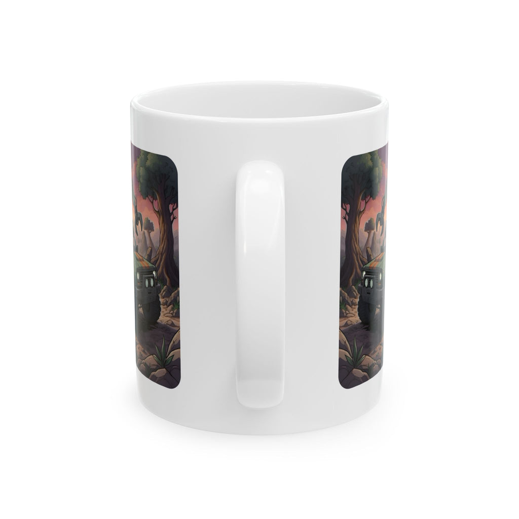 Adventure 4x4 Trucks #15, Tree Trimmers, Arborists, & Pruners On The Go White Ceramic Mug — Find Your Path To The Essentials Cup (11oz & 15oz)
