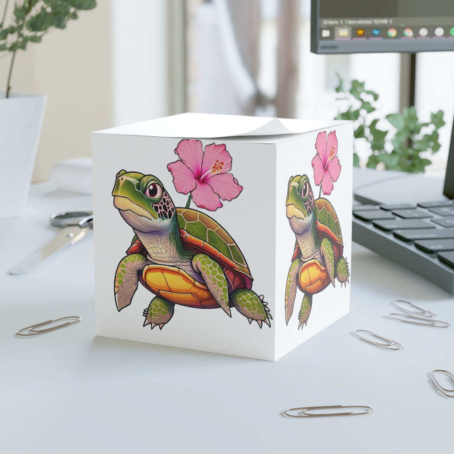 Turtle Flower Note Cube