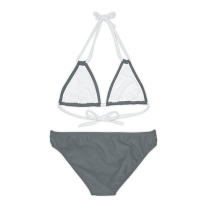 Dark Grey Strappy Bikini Set (AOP)