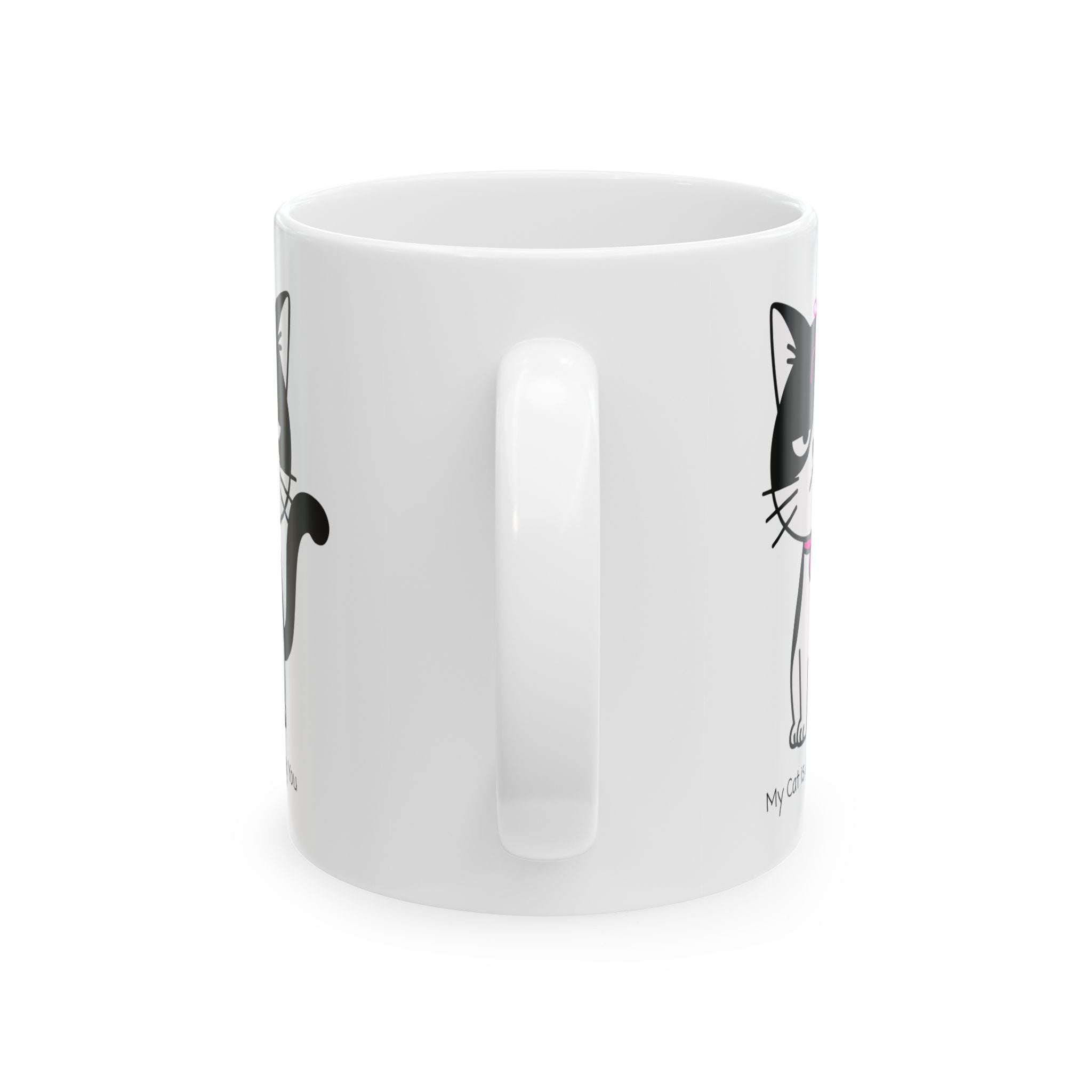 My Cat Is Judging You White Ceramic Mug — Cute Black & White Kitty Stare Down Tea Cup (11oz/15oz)