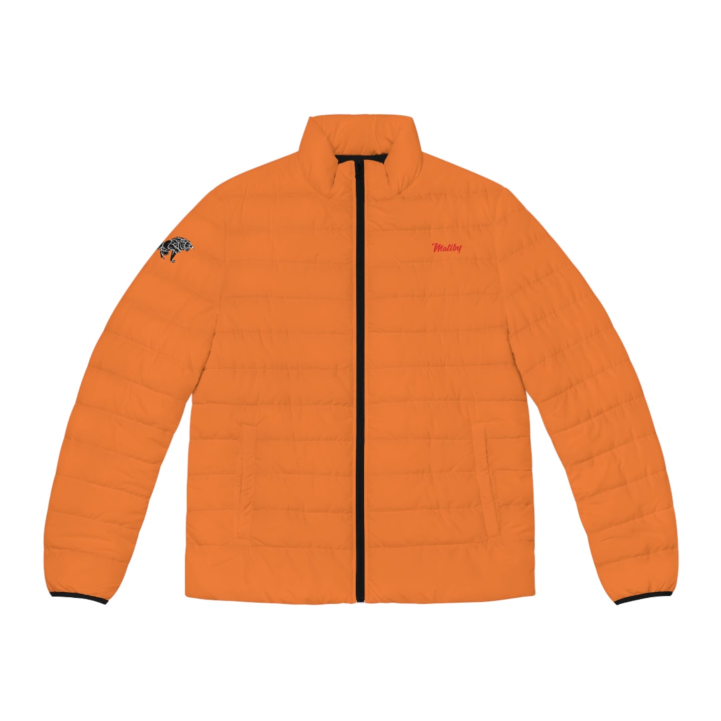 Men's Orange Puffer Jacket (AOP)