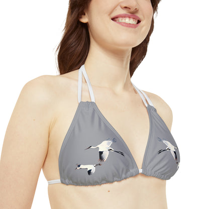 Grey Strappy Bikini Set (AOP)