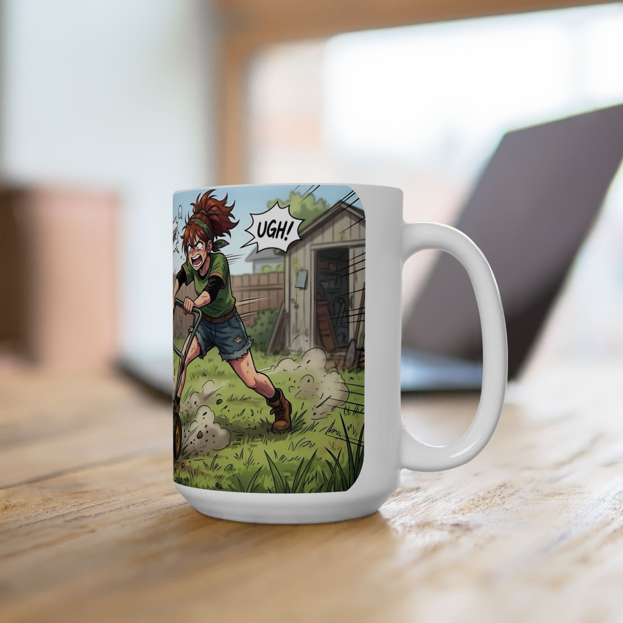 Wifey & The Lawn Mower White Ceramic Mug – Funny Mowing Gardener's Tea Cup (11oz & 15oz)