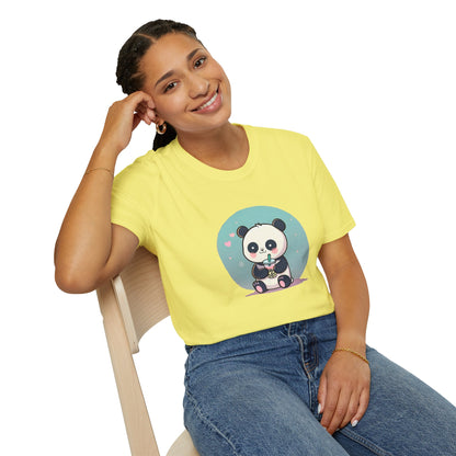 Panda With Boba Unisex Softstyle T-Shirt