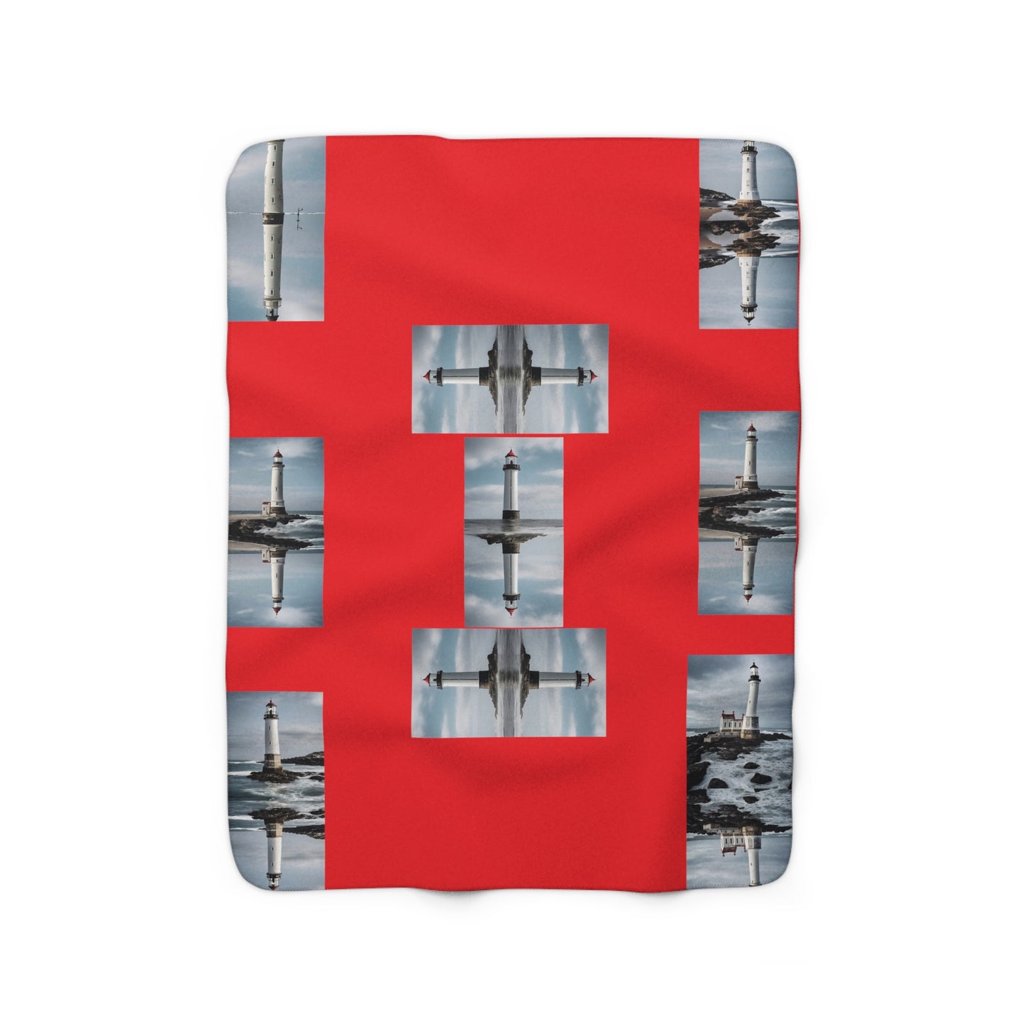 Lighthouse "Rojo" Red Sherpa Fleece Blanket