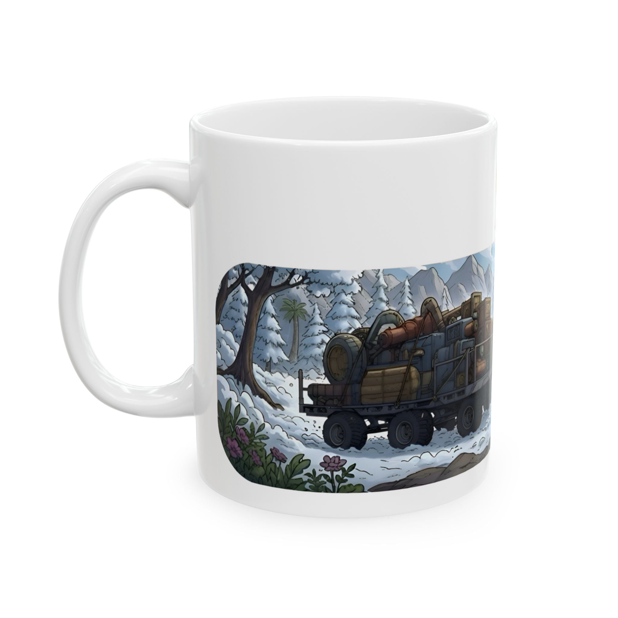 Adventure 4x4 Trucks #41, Off-Roading Mama Helping Daughter  White Ceramic Mug — Find Your Path To The Essentials Cup (11oz & 15oz)