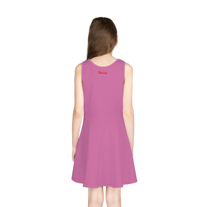 Girls' Light Pink Sleeveless Sundress (AOP)