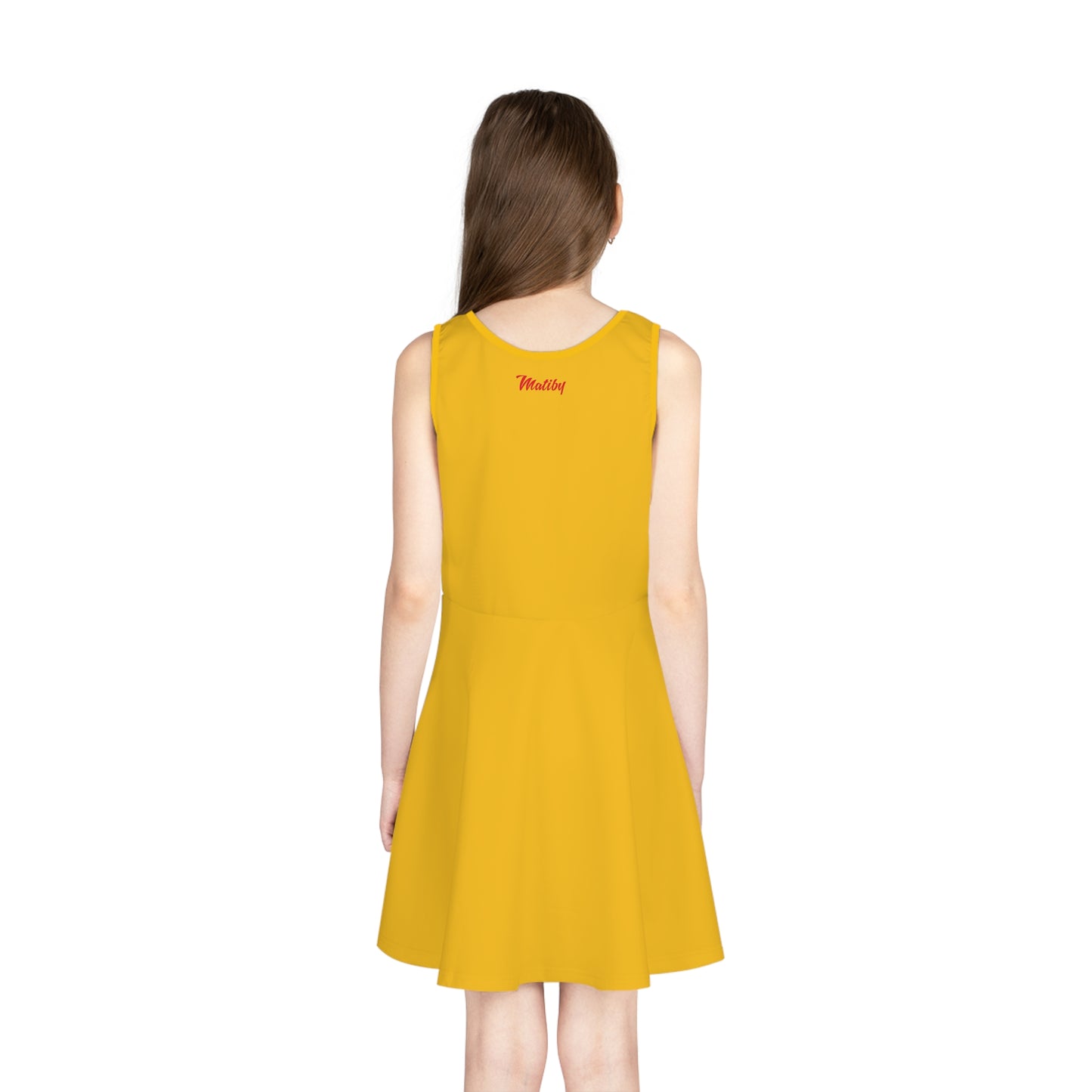 Girls' Yellow Sleeveless Sundress (AOP)