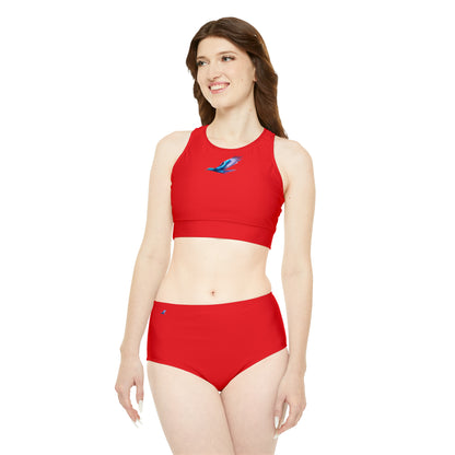 Red Sporty Bikini Set (AOP)